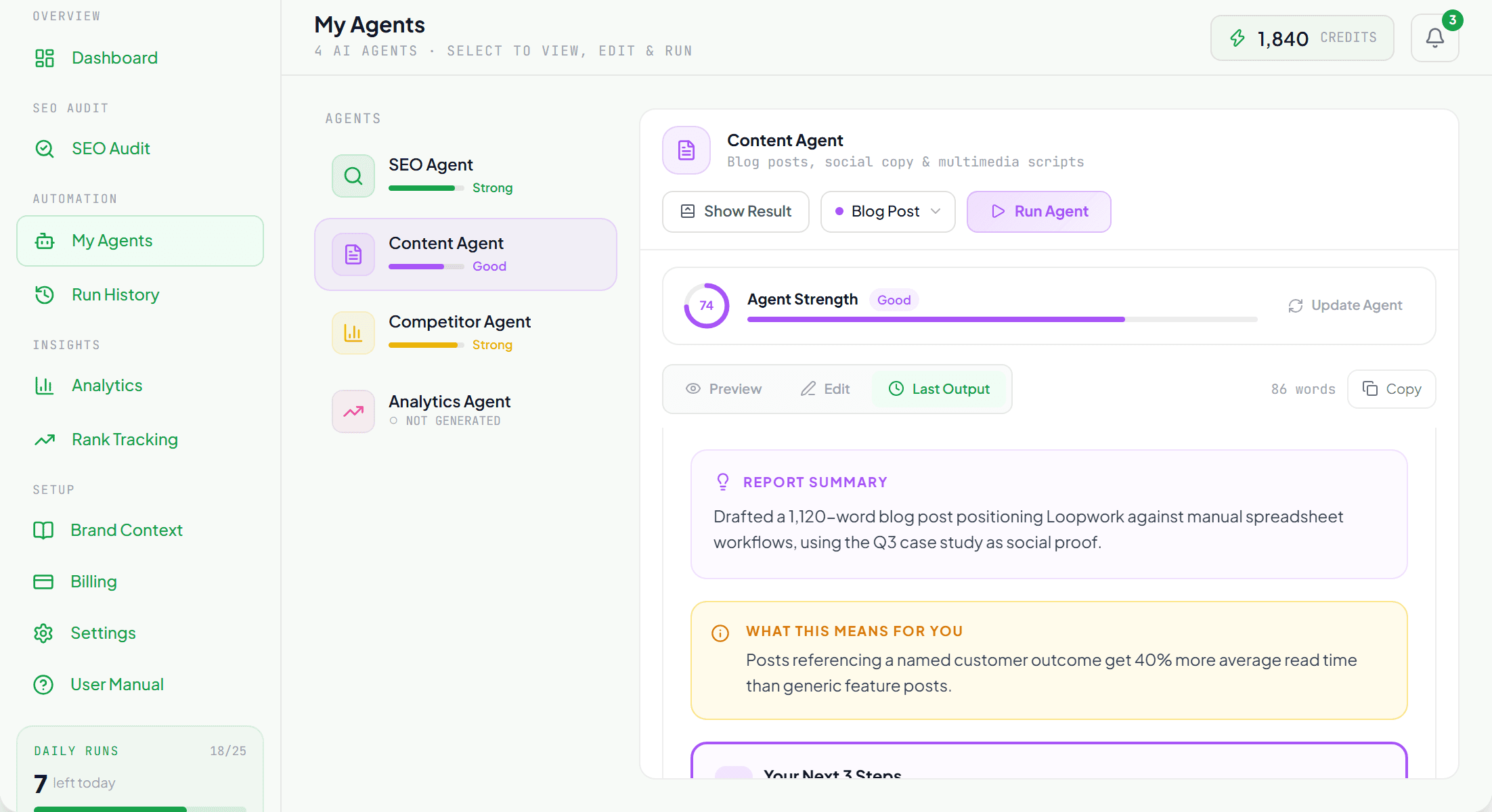 Sample Content Architect output